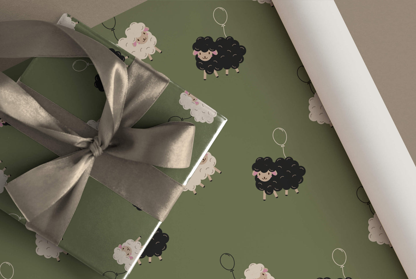 Geschenkpapier Schwarz Weiss Schafe